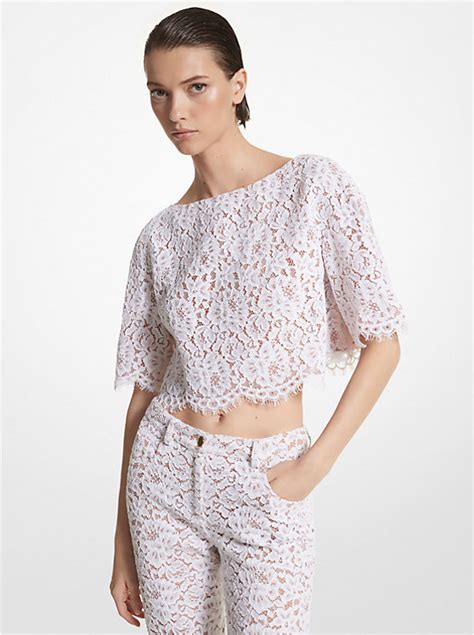 michael michael kors cropped mixed floral-print short|Floral Corded Lace Cropped Shirt .